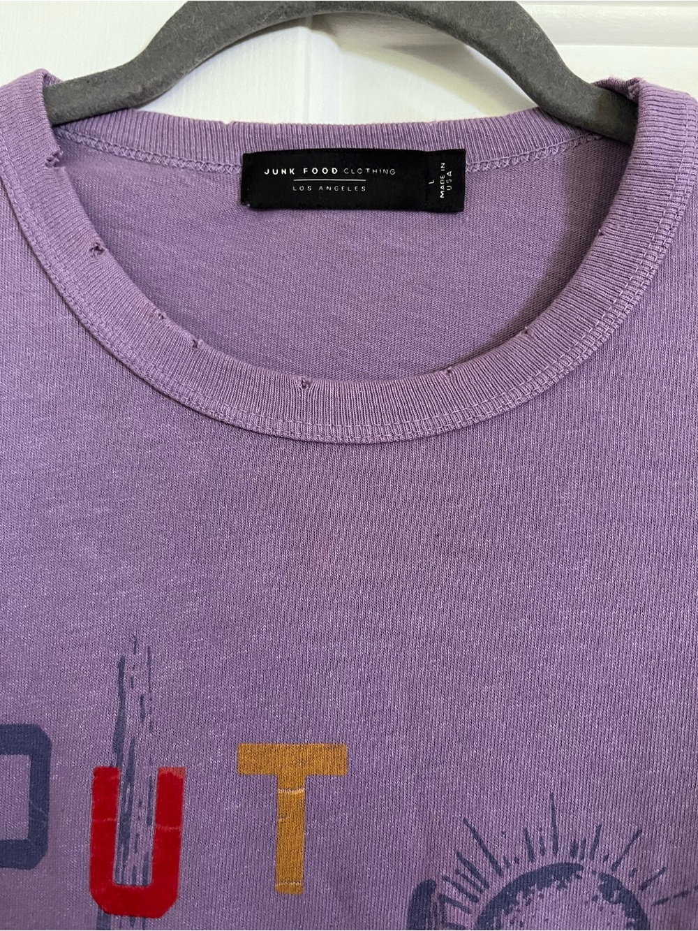 Out of Office Purple Distressed Tee - Large - Picture 3 of 6